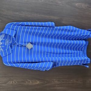 Bobby Jones men's XL blue and white‎ striped golf polo shirt NWT